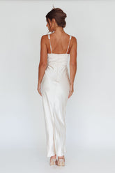 Blushing Beauty Horsebit Accent Maxi Dress Champagne